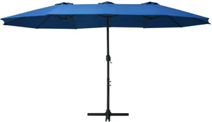vidaXL Parasol ogrodowy na słupku aluminiowym, 460 x 270 cm, niebieski - Parasole ogrodowe - miniaturka - grafika 5
