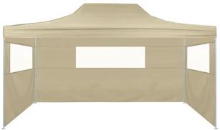 vidaXL Rozkładany namiot z 3 ściankami 3 x 4,5 m kremowy 44972 - Pawilony ogrodowe - miniaturka - grafika 4