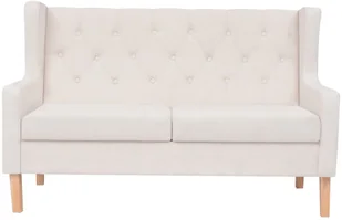 vidaXL Sofa 2-osobowa, materiałowa, kremowa - Sofy i kanapy - miniaturka - grafika 3