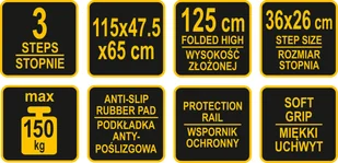 VOREL DRABINA TRZYSTOPNIOWA ROZKŁADANA 17733 ZYSKAJ RABAT 30 ZŁ 17733 - Drabiny - miniaturka - grafika 9