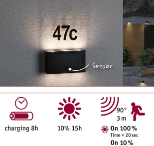 Paulmann Neda solarne oświetlenie numeru domu LED - Lampy ogrodowe - miniaturka - grafika 4