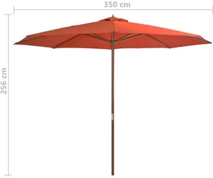 vidaXL Parasol ogrodowy na drewnianym słupku, 350 cm, terakota - Parasole ogrodowe - miniaturka - grafika 5