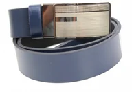 Paski - Complex (PL) Pasek Skórzany Do Garnituru Gładki (PL) 35 mm AUTOMAT SAMOZACISK KLAMRA "SREBRNA 63" Skóra Naturalna Licowa GRANATOWY - miniaturka - grafika 1