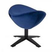 Pufy i podnóżki - KING HOME Podnóżek EGG SZEROKI VELVET BLACK ciemny niebieski.49 - welur, podstawa czarna - miniaturka - grafika 1