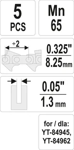 Yato ZESTAW OGNIW ŁĄCZĄCYCH DO ŁAŃCUCHA 0,325" 0,05" 5SZT Yato YT-84976 ZYSKAJ RABAT 30 ZŁ YT-84976 - Łańcuchy i liny stalowe - miniaturka - grafika 4