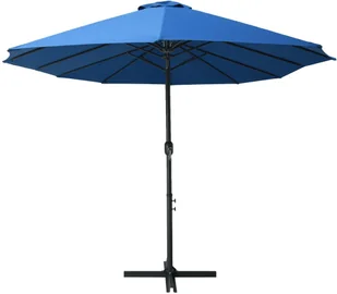 vidaXL Parasol ogrodowy na słupku aluminiowym, 460 x 270 cm, niebieski - Parasole ogrodowe - miniaturka - grafika 6