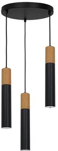 Luminex Cassa 1967 lampa wisząca zwis 3x60W GU10 czarna/drewniana - Lampy sufitowe - miniaturka - grafika 2