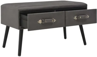 vidaXL Ławka z szufladami, 80 cm, szara, sztuczna skóra vidaXL - Ławki do przedpokoju - miniaturka - grafika 3