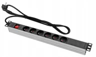 Listwy zasilające - Przedłużacz Sieciowy 6 Gniazd Włącznik Rack 1U 3M - miniaturka - grafika 1