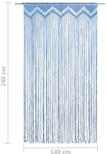 vidaXL Zasłona z makramy, niebieska, 140 x 240 cm, bawełna - Zasłony - miniaturka - grafika 10