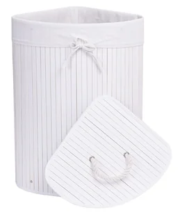 Kosz narożny na pranie bambusowy 60L biały - Kosze na bieliznę - miniaturka - grafika 3