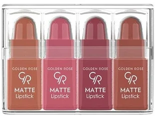 Golden Rose ZESTAW 4 MATOWYCH MINI POMADEK DO UST 01 - Szminki - miniaturka - grafika 2