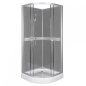 Kabiny prysznicowe - Novoterm Kabina półokrągła czterościenna 80x80 Classic Szara z baterią CLASSIC.SZARA-80 - miniaturka - grafika 1