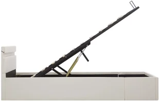 vidaXL Rama łóżka z podnośnikiem i LED, biała, ekoskóra, 140 x 200 cm - Łóżka - miniaturka - grafika 7