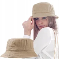 Czapki męskie - Kapelusz Bucket Hat Beżowy Bawełniany L/XL 59 cm - miniaturka - grafika 1
