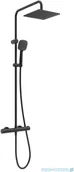 Zestawy prysznicowe - Oltens Atran S) zestaw prysznicowy termostatyczny z kwadratową deszczownicą czarny mat 36501300 - miniaturka - grafika 1
