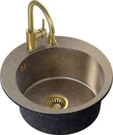 Zlewozmywaki z baterią - STEINER Quadron Zlewozmywak granit + bateria + dozownik złoto JAMES 210 ART5151G1BP_3323502_PVDBSG1_ D - miniaturka - grafika 1