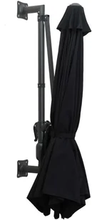 vidaXL Parasol ścienny na metalowym słupku, 300 cm, czarny vidaXL - Parasole ogrodowe - miniaturka - grafika 5