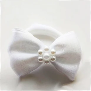 Iza gumka do włosów frotka biała kokarda i perły R12_P - Pozostałe akcesoria fryzjerskie - miniaturka - grafika 2