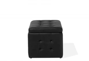 Beliani Pufa czarna skóra ekologiczna ze schowkiem MICHIGAN - Pufy i podnóżki - miniaturka - grafika 8