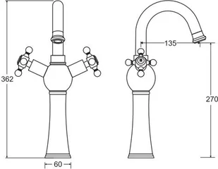 BESCO Bateria umywalkowa wysoka RETRO I Złota - Baterie umywalkowe - miniaturka - grafika 2