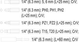 Sthor ZESTAW KOŃCÓWEK ŚRUBOKRĘTOWYCH 10SZT 65705 65705 - Akcesoria do elektronarzędzi - miniaturka - grafika 5