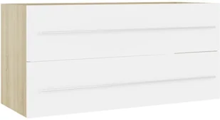 VidaXL Lumarko Szafka pod umywalkę, biel i dąb sonoma, 100x38,5x48 cm, płyta 804724 VidaXL - Meble łazienkowe - miniaturka - grafika 2