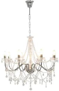 vidaXL Żyrandol z koralikami, srebrny, 8 żarówek E14 - Lampy sufitowe - miniaturka - grafika 7