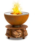 Paleniska ogrodowe - Blumfeldt Blumfeldt Savage 2.0 Rund, misa paleniskowa z grillem,  60 cm, stabilna podstawa, schowek na drewno GDI11-Sav2.0 Rund-RU - miniaturka - grafika 1