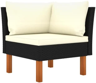 VidaXL 4-osobowa sofa ogrodowa z poduszkami, polirattan, czarna 3059730 - Sofy ogrodowe - miniaturka - grafika 3