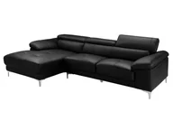 Narożniki - Vente-Unique Sofa narożna ze skóry SOLANGE - Czarny - Narożnik lewostronny - miniaturka - grafika 1