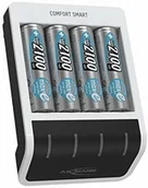 Ładowarki i akumulatory - Ansmann Ładowarka do akumulatorów z 4 x bateriami AA 2100 mAh - automatyczna ładowarka do baterii z technologią Perfect-7 i trybem repair - Comfort Smart, niebieska 1001-0092-01 - miniaturka - grafika 1