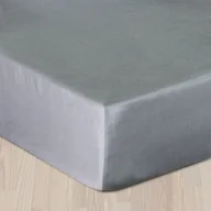 Prześcieradła - Dekoria Prześcieradło satynowe z gumką szare 200x220cm 748-324 - miniaturka - grafika 1