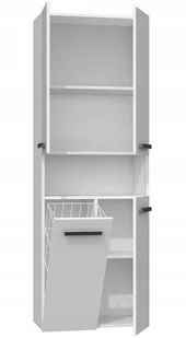 Szafka Łazienkowa Regał SŁUPEK NEL DK 1K KOSZ 60CM BIEL POŁYSK NEL 1K DK BPOŁ KPL - Szafki łazienkowe - miniaturka - grafika 3