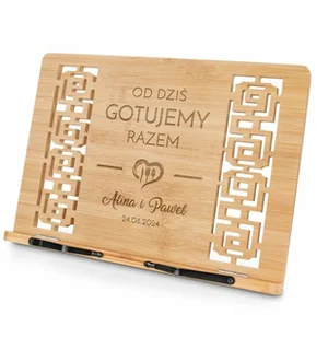 Murrano Pulpit drewniany podstawka z grawerem dla pary na parapetówkę PULP-BMB-032 - Gadżety dla niej i dla niego - miniaturka - grafika 3