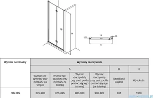 Roca Capital drzwi prysznicowe bifold 90x195cm przejrzyste AM4509012M - Ścianki i drzwi prysznicowe - miniaturka - grafika 2