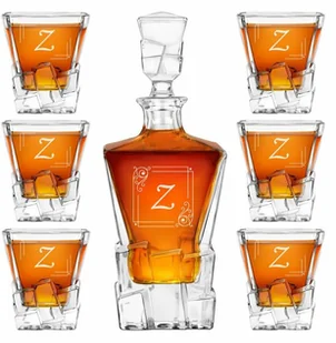 Murrano Karafka Ice Blink i 6 szklanek z grawerem dla konesera whisky KARIB_6xSZIB-034 - Karafki - miniaturka - grafika 3