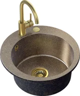 Zlewozmywaki z baterią - STEINER Quadron Zlewozmywak granit + bateria + zaślepka złoto JAMES 210 ART5151G1BP_3323502_PVDBSG1_Z - miniaturka - grafika 1