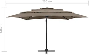 vidaXL 4-poziomowy parasol na aluminiowym słupku, taupe, 250x250 cm 313823 - Parasole ogrodowe - miniaturka - grafika 9