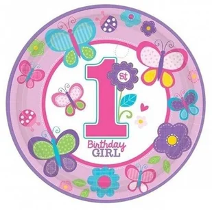Amscan Talerze 23 cm 8 sztuk dziewczynka - Naczynia i sztućce jednorazowe - miniaturka - grafika 5