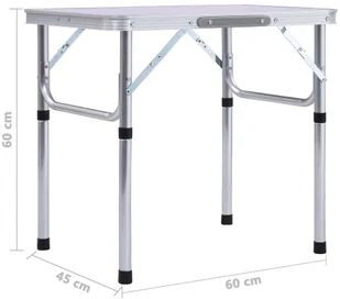 VidaXL Składany stolik turystyczny, biały, aluminiowy, 60 x 45 cm 48178 VidaXL - Meble turystyczne - miniaturka - grafika 8