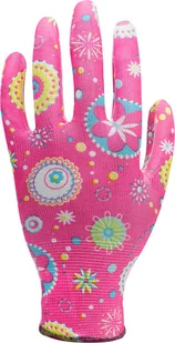 FLO Rękawice ogrodnicze kwiatki - ciemny róż 74133 74133 - Odzież robocza - miniaturka - grafika 2