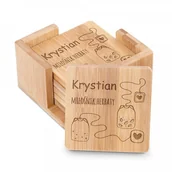 Pozostałe akcesoria barmańskie - Murrano Podkładki bambusowe grawer zestaw x6 dla miłośnika herbaty PDK-BMB-018 - miniaturka - grafika 1