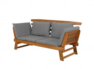 Beliani Sofa ogrodowa drewniana jasnobrązowa regulowane podłokietniki PORTICI - Ławki ogrodowe - miniaturka - grafika 7