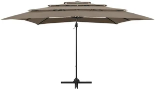 vidaXL 4-poziomowy parasol na aluminiowym słupku, taupe, 250x250 cm 313823 - Parasole ogrodowe - miniaturka - grafika 7