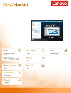Lenovo ThinkVision 61DDUAT6EU 14" czarny - Monitory - miniaturka - grafika 10