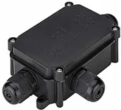 Inne akcesoria elektryczne - Goobay IP-66 ochronna obudowa do kostki elektrycznej, wodoszczelne, pudełko połączeniowe, puszka rozgałęźna, puszka rozdzielacz, 1 sztuka, czarna, 56660 - miniaturka - grafika 1