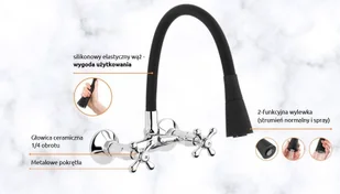 Invena Bateria zlewozmywakowa ścienna Roma beż BC-24-E3S-L BC-24-E3S-L - Baterie kuchenne - miniaturka - grafika 2