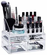 Lakiery do paznokci - Relaxdays Relaxdays, Przezroczysty organizer z 4 szufladami, zestaw do makijażu na szminki, lakier do paznokci, regał na kosmetyki akrylowy, standardowy 10024646_50 - miniaturka - grafika 1