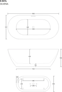 Corsan Wanna wolnostojąca E041 Olvena 160 cm z wykończeniem białym 649070 - Wanny - miniaturka - grafika 2